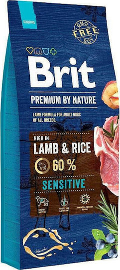 Brit Premium by Nature Adult Sensitive 15kg Dry Food Gluten-Free for Adult Dogs with Lamb and Rice