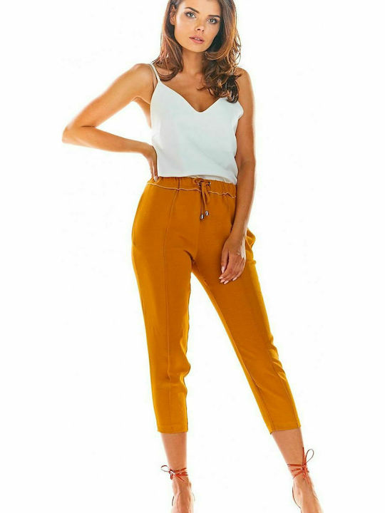 Awama Women's Fabric Trousers Brown