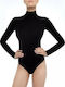 Vero by Aslanis Long Sleeve Turtleneck Bodysuit 658 Black