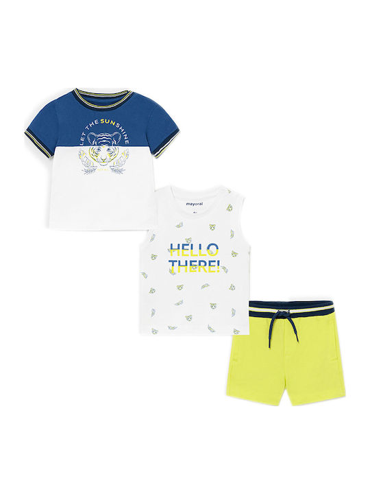 Mayoral Kinder Set mit Shorts Sommer 3Stück Weiß