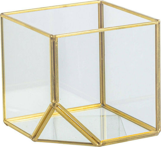 JK Home Decoration Glass Decorative Box Polygonal 10x10x10cm