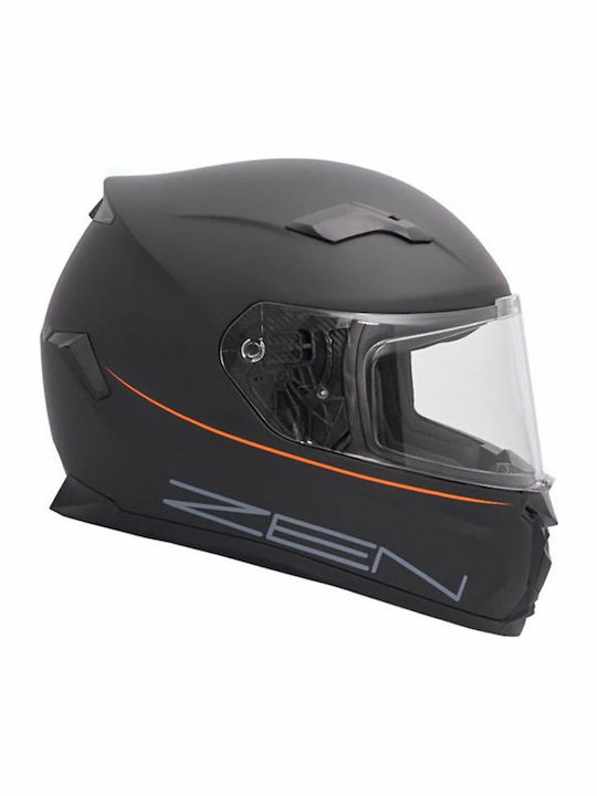 Zen ZN-820 Black/Orange Matte Motorcycle Helmet...