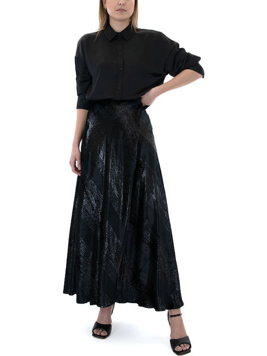 MY T W20T3046 Hochtailliert Midi Rock Schwarz
