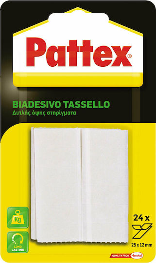Pattex Για Στηρίγματα Υψηλών Προδιαγραφών Αυτοκόλλητη Ταινία Διπλής Όψης 25mx12mm 24τμχ
