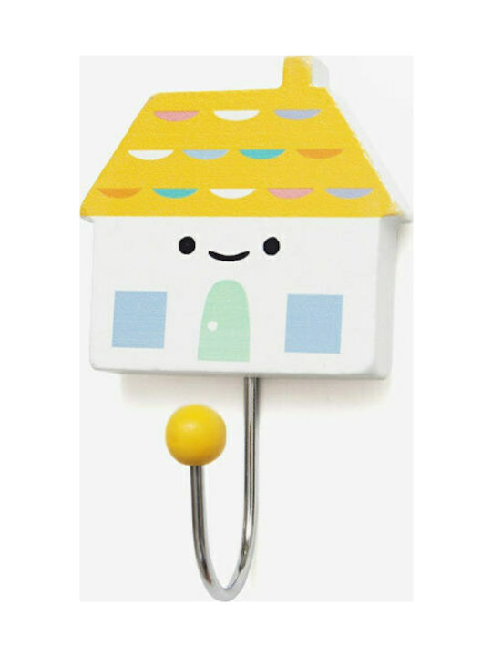 Petit Monkey Little House Kids Wall Hook with One Hook με Γαντζάκι Ξύλινη Yellow 6.3x1.2x7cm 1pcs