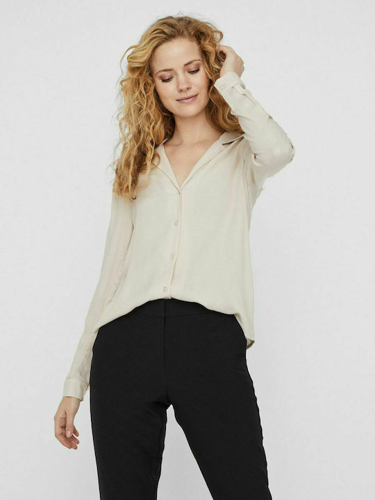 Vero Moda Women's Monochrome Long Sleeve Shirt Beige