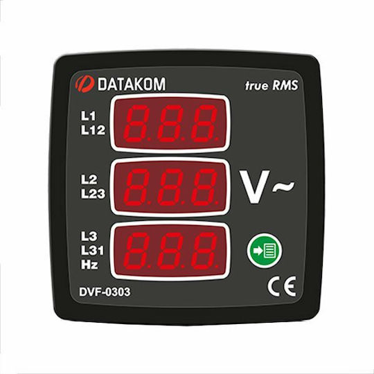 Datakom DVF-0303-72 Digital Multi-tool Electric Panel Meter Three-phase Voltmeter-Frequency Meter Digital Three-phase (72x72mm) 01.034.0206