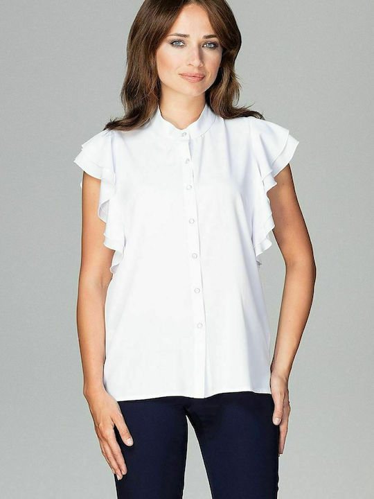 Lenitif K482 Women's Short Sleeve Shirt White