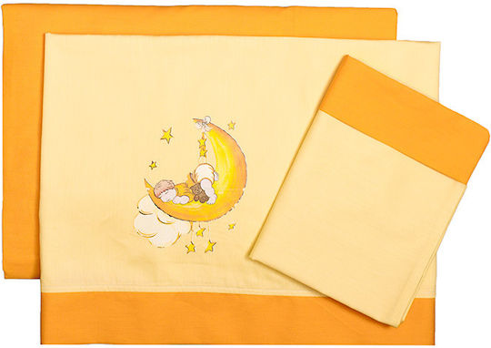 Mother Baby Moon Baby Sheets Set Crib Cotton Fitted Orange 70x140cm 3pcs