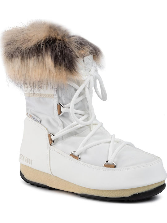 Moon Boot Γυναικείες Μπότες Χιονιού με Γούνα Λευκές