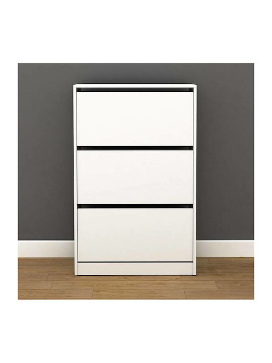Holz Schuhschrank mit 3 Regalen White L73xW26xH119cm