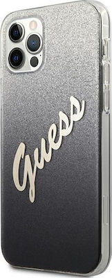 Guess Glitter Gradient Script Umschlag Rückseite Kunststoff Mehrfarbig (iPhone 12 / 12 Pro) GUHCP12MPCUGLSBK