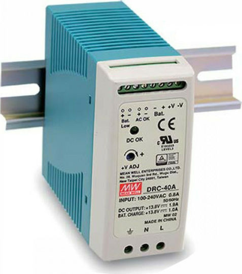 Mean Well DRC-40B DIN Rail UPS Power Supply 1.45A/27.6V/40W