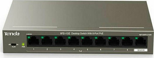 Tenda Unmanaged L2 PoE+ Switch with 9 Gigabit (1Gbps) Ethernet Ports