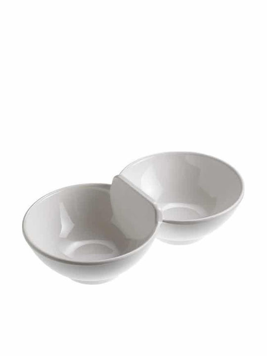 Leone Plastic Dessert Divided Serving Plate with 2 Slots La Perle White 24x8x4.3cm 6pcs