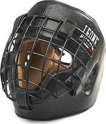 Leone Fighter Adult Full Face Boxing Headgear Synthetic Leather Black