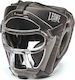 Leone Plastic Pad Adult Full Face Boxing Headgear Synthetic Leather Black