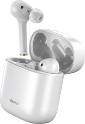 Baseus W06 In-ear Bluetooth Handsfree Ακουστικά με Αντοχή στον Ιδρώτα και Θήκη Φόρτισης Λευκά