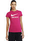 Nike Athletic Women's T-Shirt Fuchsia Logo Print