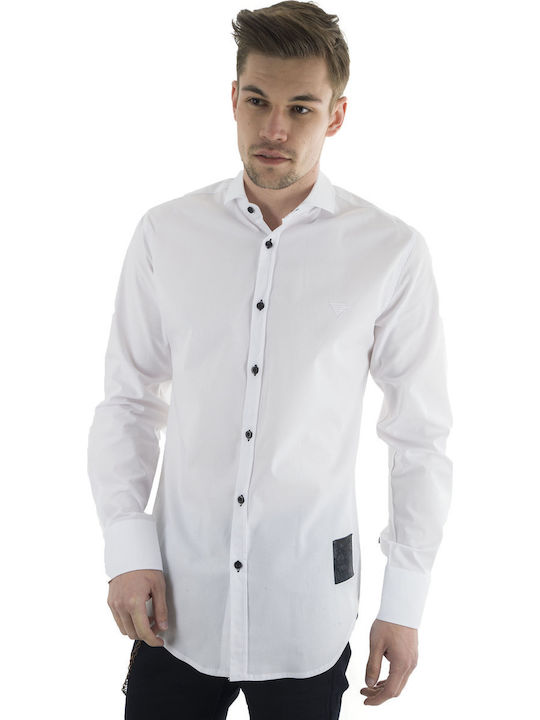 Stefan Fashion Long-sleeved Cotton Shirt White