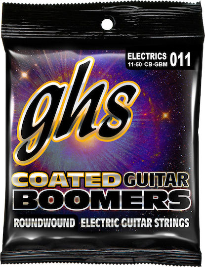 GHS Strings Coated Boomers Set of Electric Guitar Strings Nickel Plated Steel 11 - 50 Inches Medium