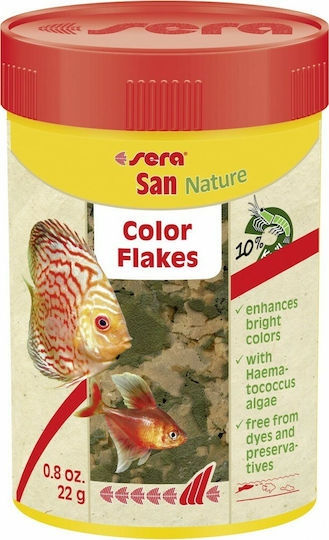 Sera Nature San Color Hrana pentru Pestii sub forma de fulgi cu Spirulina 100ml