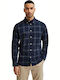 Selected Men's Checked Shirt with Long Sleeves Slim Fit Navy Blue