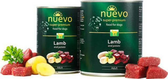 Nuevo Super Premium Wet Food Dogs in Cans with Lamb and Potatoes 800gr