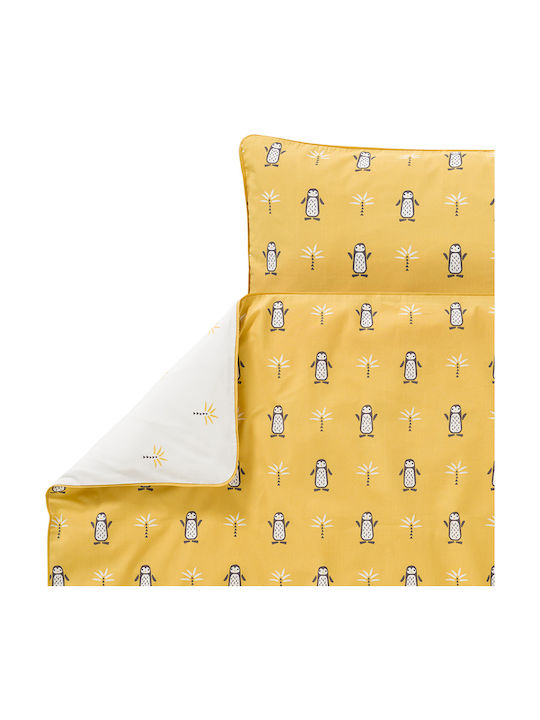 Fresk Set Copertă de Pătuț cu Față de Pernă Pinguin Galbenă 100x135cm. Fresk Set Copertă de Pătuț cu Față de Pernă Pinguin Galbenă 100x135cm.