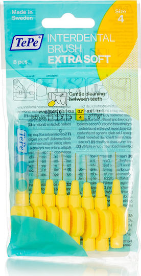 TePe Extra Soft Μεσοδόντια Βουρτσάκια 0.7mm Κίτρινα 8τμχ