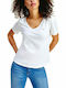 Tommy Hilfiger Women's T-shirt with V Neck White