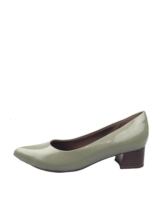 Anatomic Patent Leather Pointed Toe Khaki Low Heels