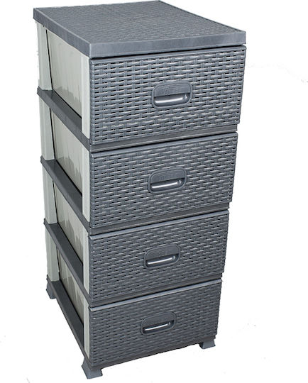 Violet Design Plastic Food Rack 4 Tiers Gray 38x45x91cm