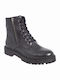 Adam's Shoes Women's Leather Combat Boots Black