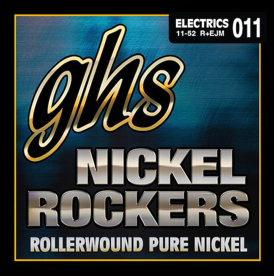 GHS Strings Nickel Rockers Set of Pure Nickel Electric Guitar Strings 11 - 52 Custom Medium