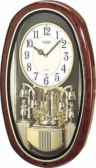 Rhythm Αντικέ Ρολόι Τοίχου Μεταλλικό Καφέ 29.4x9.1cm