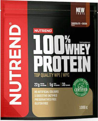 Nutrend 100% Whey Πρωτεΐνη Ορού Γάλακτος Χωρίς Γλουτένη με Γεύση Φράουλα 1kg