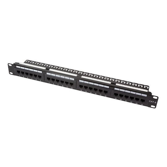 LogiLink Patch Panel Unshielded για Rack 1U 19" 24 Θυρών cat6 Μαύρο