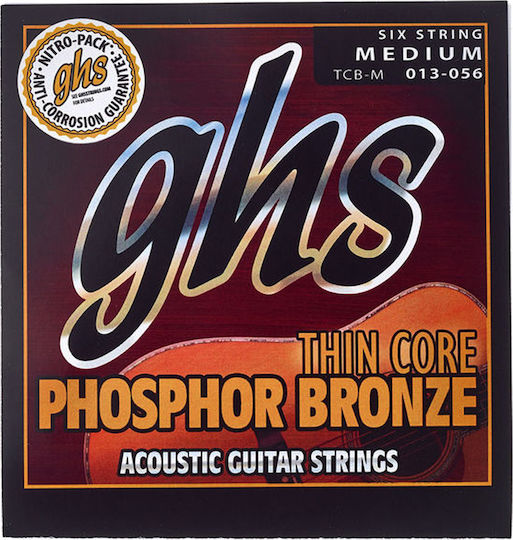 GHS Strings Dünner Kern 6-Saiten Akustikgitarrensaiten Phosphor-Bronze 13 - 56" Medium