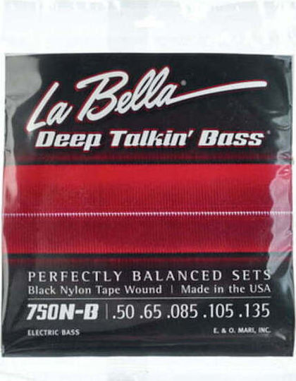 La Bella Black Nylon Tape Set of Bass Strings Nylon for 50 - 135 Light
