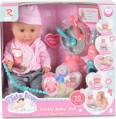 Moni Baby Doll Set Μωρό με Αξεσουάρ Φαγητού for 3+ Years Old 36 cm.