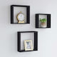 Shelves Wall Black 3pcs 30x10x30cm