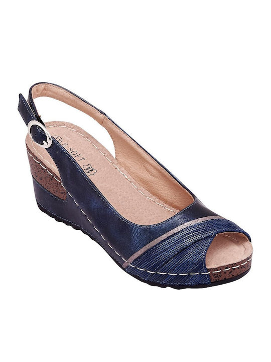 B-Soft Anatomic Women's Platform Shoes Blue