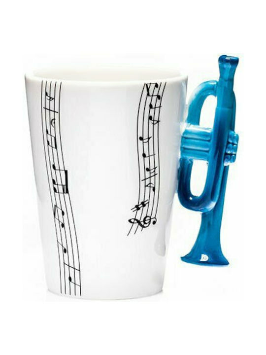 Gadget Master Musik mit Griff Trompete Becher Keramik Blau 250ml