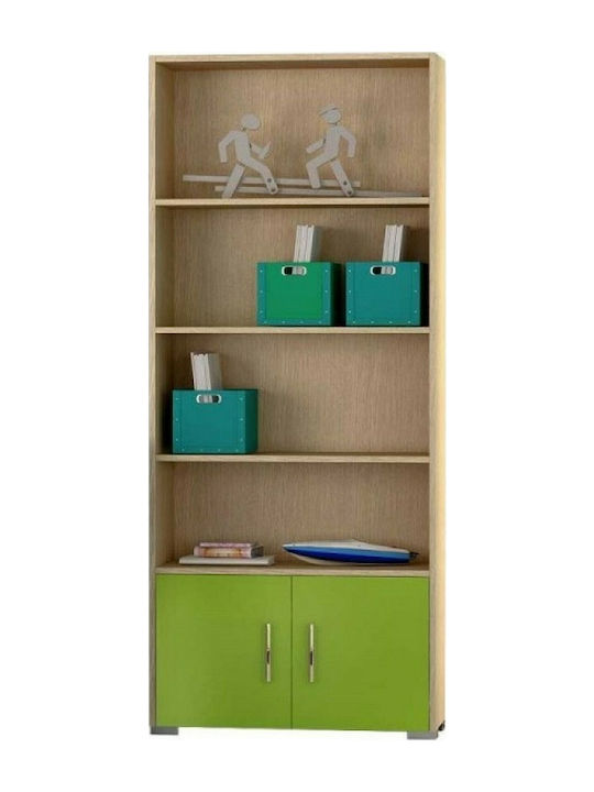 No 12 Bibliotecă Etaj Lemn Oak-Light Green 75x30x180cm