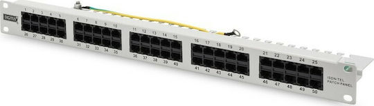 Digitus Телефонен пач панел за рафт 1U 19" 50 порта Бял
