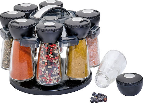 Kuchenprofi Glass Tabletop Rotating Spice Rack Black 9pcs