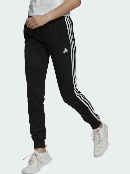 Adidas Essential Ψηλόμεσο Παντελόνι Γυναικείας Φόρμας με Λάστιχο Μαύρο