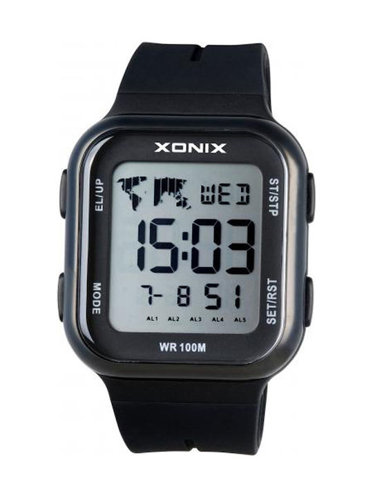 Xonix Ψηφιακό Ρολόι Χρονογράφος με Καουτσούκ Λουράκι σε Μαύρο χρώμα