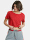 BodyTalk 1211-905320 Women's Athletic Crop Top Short Sleeve Red